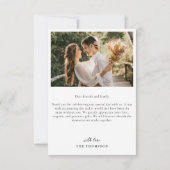 Carte De Remerciements Mariage photo de script manuel moderne (Dos)