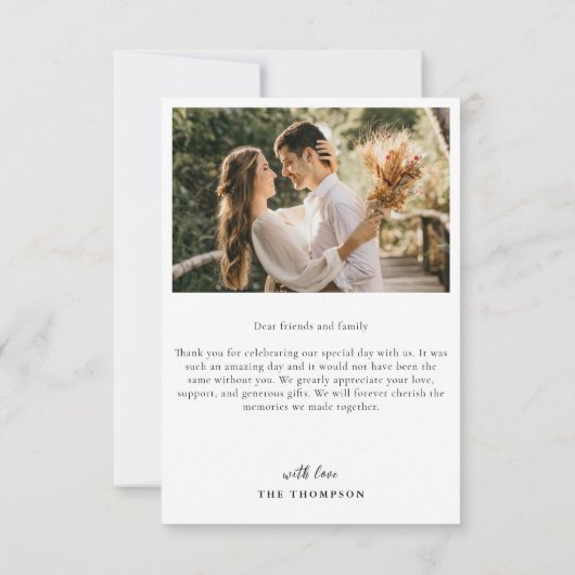 Carte De Remerciements Mariage photo de script manuel moderne (Dos)