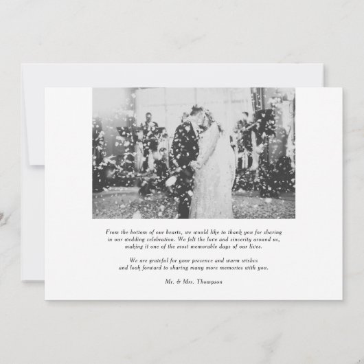 Carte De Remerciements Mariage photo de script manuscrit blanc élégant (Dos)