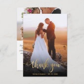 Carte De Remerciements Mariage photo de script manuscrit or moderne (Devant / Derrière)
