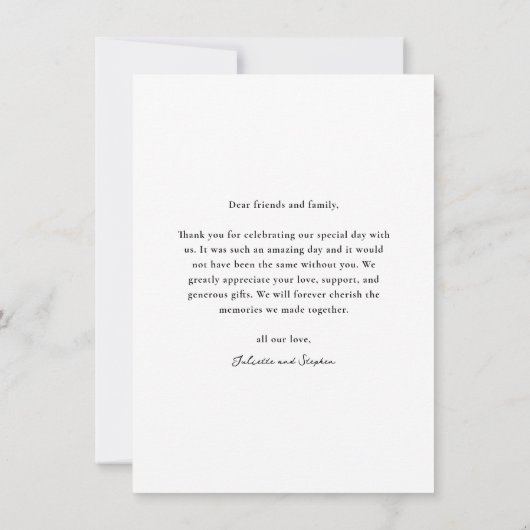 Carte De Remerciements Mariage photo de script manuscrit simple (Dos)