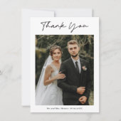 Carte De Remerciements Mariage photo de script manuscrit simple (Devant)