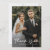 Carte De Remerciements Mariage photo de script manuscrit simple (Devant)