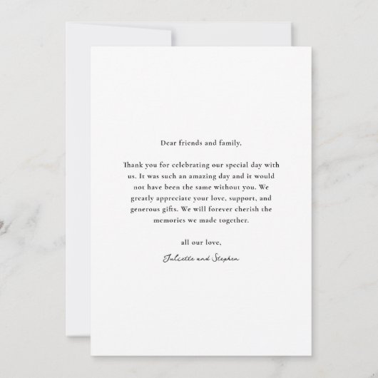 Carte De Remerciements Mariage photo de script manuscrit simple (Dos)