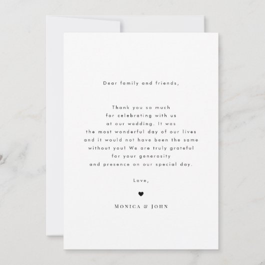 Carte de remerciements Mariage photo de script min (Dos)