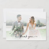 Carte De Remerciements Mariage photo de script minimaliste (Devant)