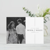 Carte De Remerciements Mariage photo de script minimaliste (Debout devant)