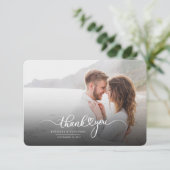 Carte De Remerciements Mariage photo de script moderne (Debout devant)