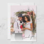 Carte De Remerciements Mariage photo de script moderne (Devant)