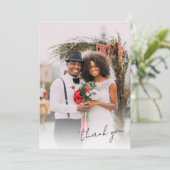 Carte De Remerciements Mariage photo de script moderne (Debout devant)