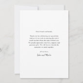 Carte De Remerciements Mariage photo de script moderne (Dos)