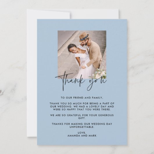 Carte De Remerciements Mariage photo de script moderne (Dos)