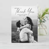 Carte De Remerciements Mariage photo de script moderne (Debout devant)