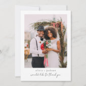Carte De Remerciements Mariage photo de script moderne (Devant)