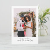 Carte De Remerciements Mariage photo de script moderne (Debout devant)