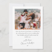 Carte De Remerciements Mariage photo de script moderne (Dos)