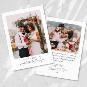 Carte De Remerciements Mariage photo de script moderne