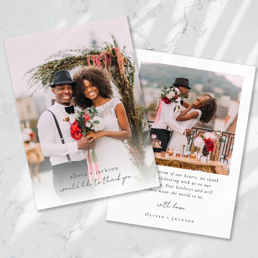 Carte De Remerciements Mariage photo de script moderne