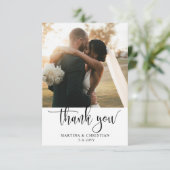 Carte De Remerciements Mariage photo de script moderne (Debout devant)