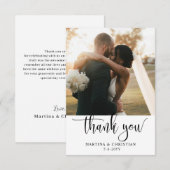 Carte De Remerciements Mariage photo de script moderne (Devant / Derrière)