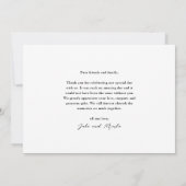 Carte De Remerciements Mariage photo de script moderne (Dos)