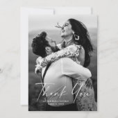 Carte De Remerciements Mariage photo de script moderne (Devant)