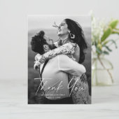 Carte De Remerciements Mariage photo de script moderne (Debout devant)