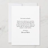 Carte De Remerciements Mariage photo de script moderne (Dos)