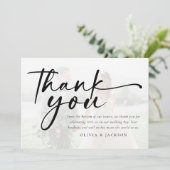 Carte De Remerciements Mariage photo de script moderne chic (Debout devant)