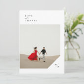 Carte De Remerciements Mariage photo de script moderne simple (Debout devant)