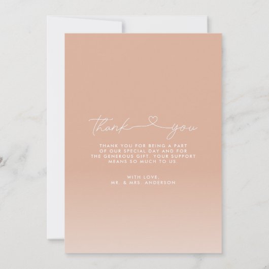 Carte de remerciements Mariage photo de script sim (Dos)