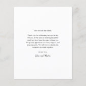 Carte de remerciements Mariage photo de script sim (Dos)