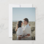Carte De Remerciements Mariage photo de script simple (Devant)