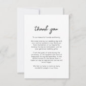 Carte De Remerciements Mariage photo de script simple (Dos)