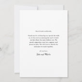 Carte De Remerciements Mariage photo de script simple (Dos)
