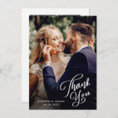 Carte De Remerciements Mariage photo de script simple (Devant / Derrière)