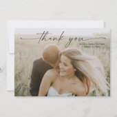 Carte De Remerciements Mariage photo de script simple (Devant)