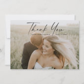 Carte De Remerciements Mariage photo de script simple (Devant)