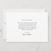 Carte De Remerciements Mariage photo de script simple (Dos)