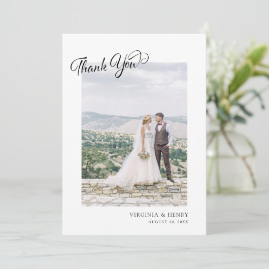 Carte De Remerciements Mariage photo de script simple (Debout devant)