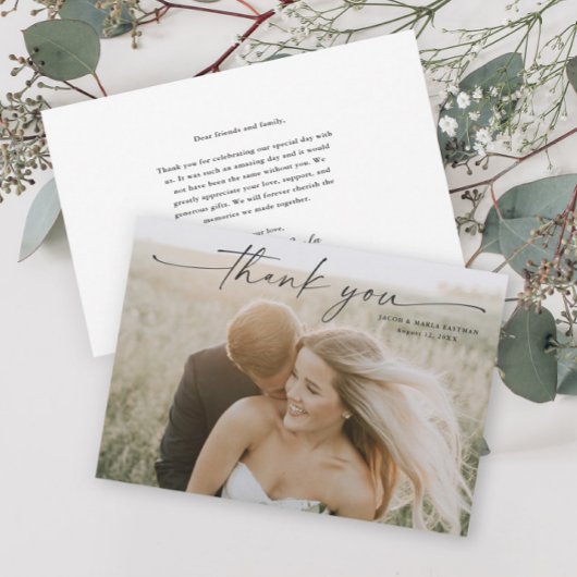 Carte De Remerciements Mariage photo de script simple
