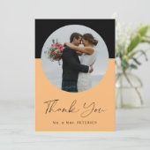 Carte De Remerciements Mariage photo de script simple et moderne (Debout devant)