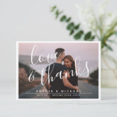 Carte De Remerciements Mariage photo de script simple et moderne (Debout devant)