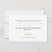 Carte De Remerciements Mariage photo de script simple et moderne (Dos)