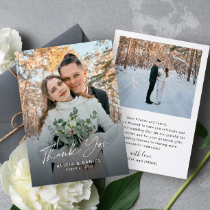 Carte De Remerciements Mariage photo de script simple moderne