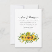 Carte De Remerciements Mariage photo de tournesol (Devant)