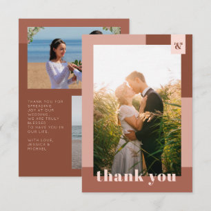 Carte De Remerciements Mariage photo de typographie géométrique en terre