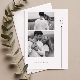 Carte De Remerciements Mariage Photo de Typographie Simple Minimaliste