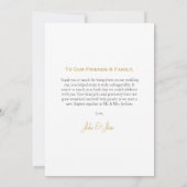 Carte De Remerciements Mariage photo, dégradé blanc, mariage de script or (Dos)