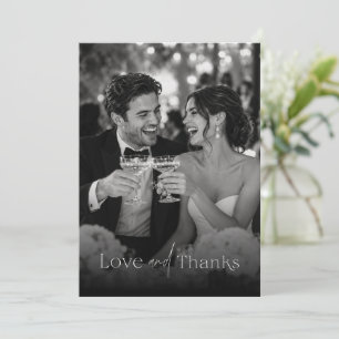 Carte De Remerciements Mariage Photo Écriture Élégante Amour et Remerciem